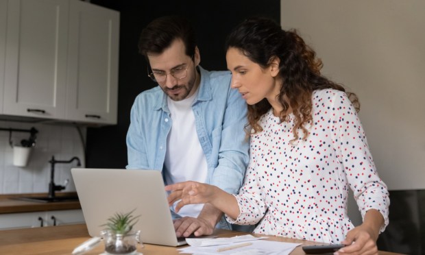 couple looking at finances